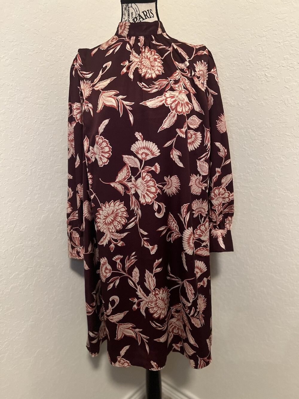Ann Taylor Burgundy Floral Dress (missing the belt) NWT Size Small Career Office
